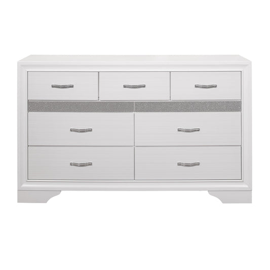 Luster White Dresser - 1505W-5 - Luna Furniture - Dallas Store