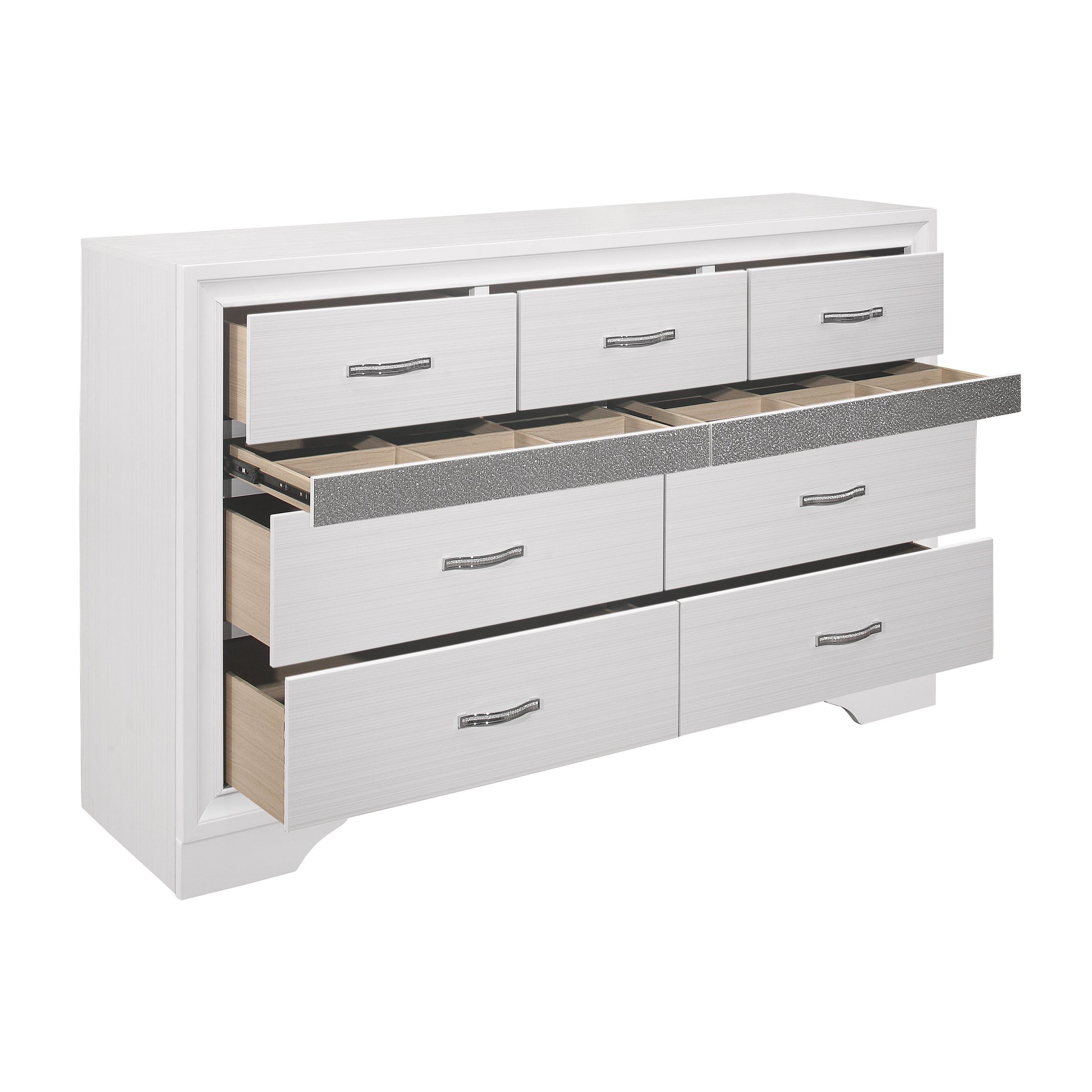 Luster White Dresser - 1505W-5 - Luna Furniture - Dallas Store