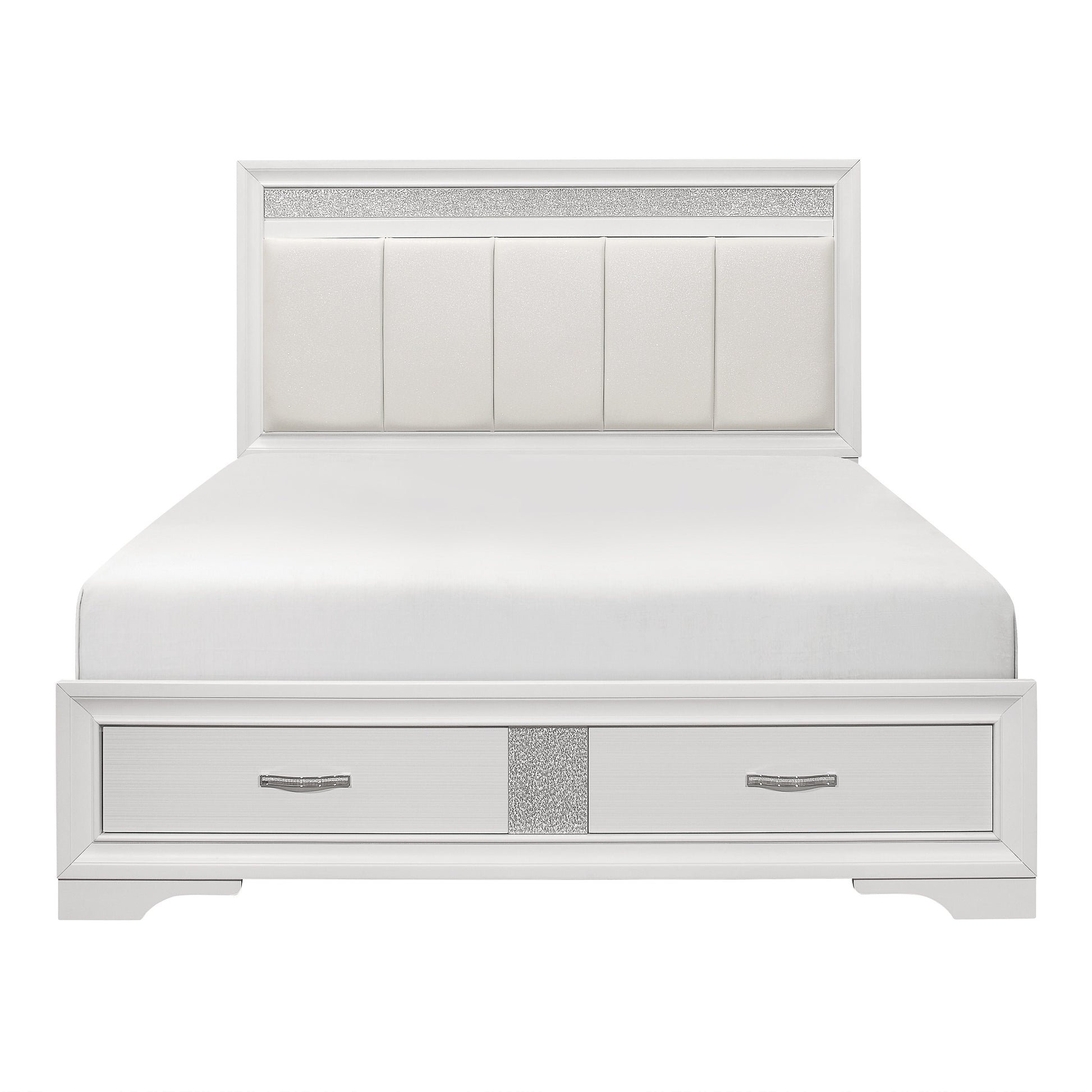 Luster White King Upholstered Storage Platform Bed - SET | 1505WK-1 | 1505WK-3EK | 1505W-DW - Luna Furniture - Dallas Store