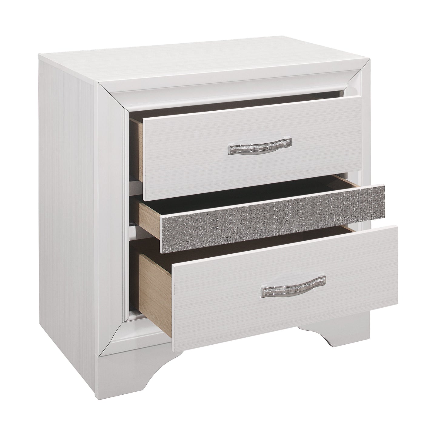 Luster White Night Stand - 1505W-4 - Luna Furniture - Dallas Store