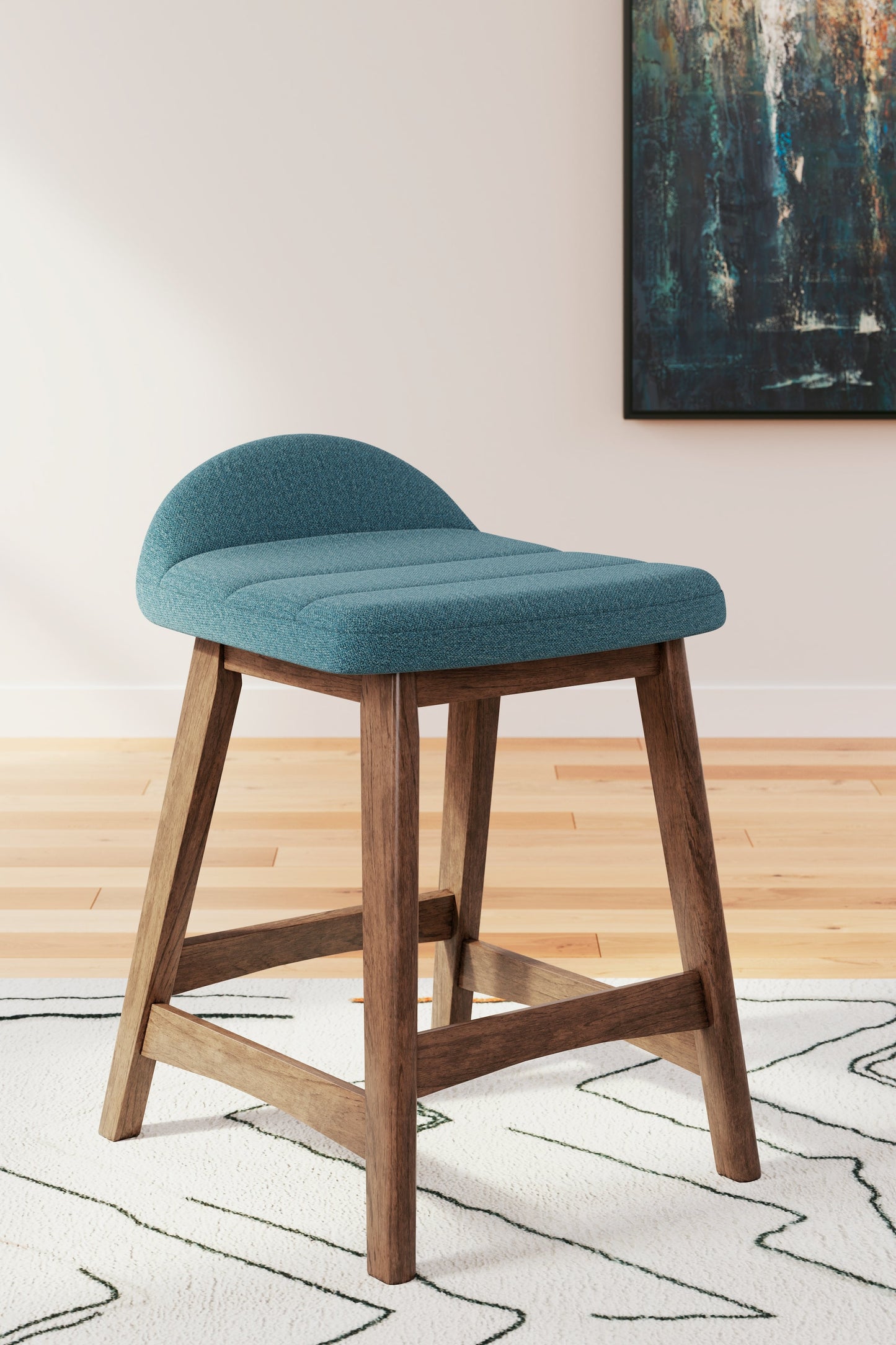 Lyncott Blue/Brown Counter Height Barstool, Set of 2 - D615-324 - Luna Furniture - Dallas Store
