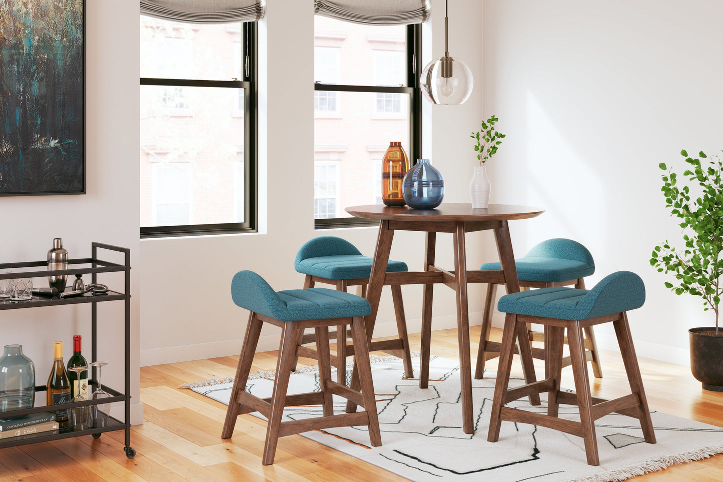 Lyncott Blue/Brown Counter Height Barstool, Set of 2 - D615-324 - Luna Furniture - Dallas Store