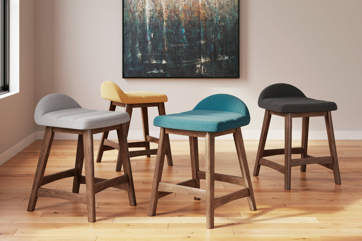 Lyncott Blue/Brown Counter Height Barstool, Set of 2 - D615-324 - Luna Furniture - Dallas Store