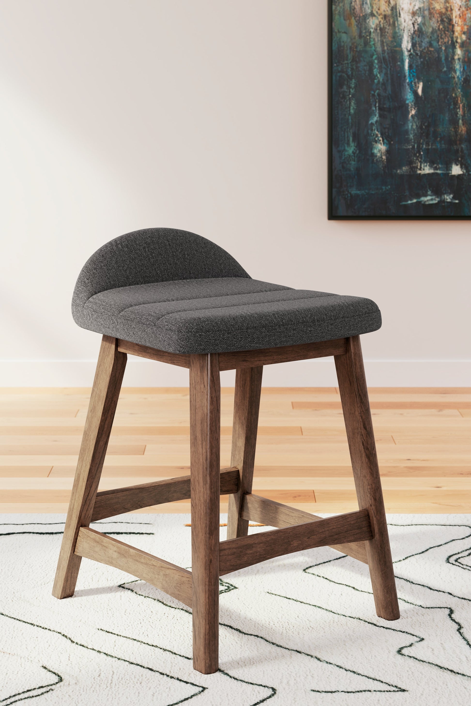 Lyncott Charcoal/Brown Counter Height Barstool, Set of 2 - D615-224 - Luna Furniture - Dallas Store