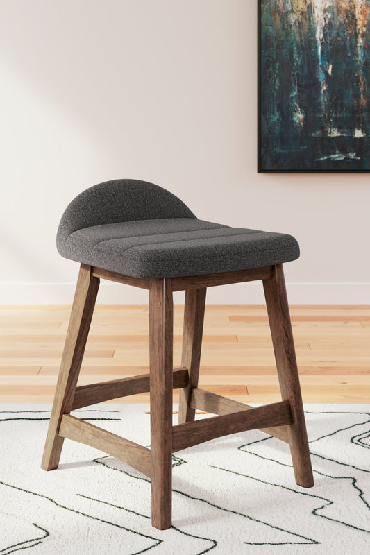 Lyncott Charcoal/Brown Counter Height Barstool, Set of 2 - D615-224 - Luna Furniture - Dallas Store