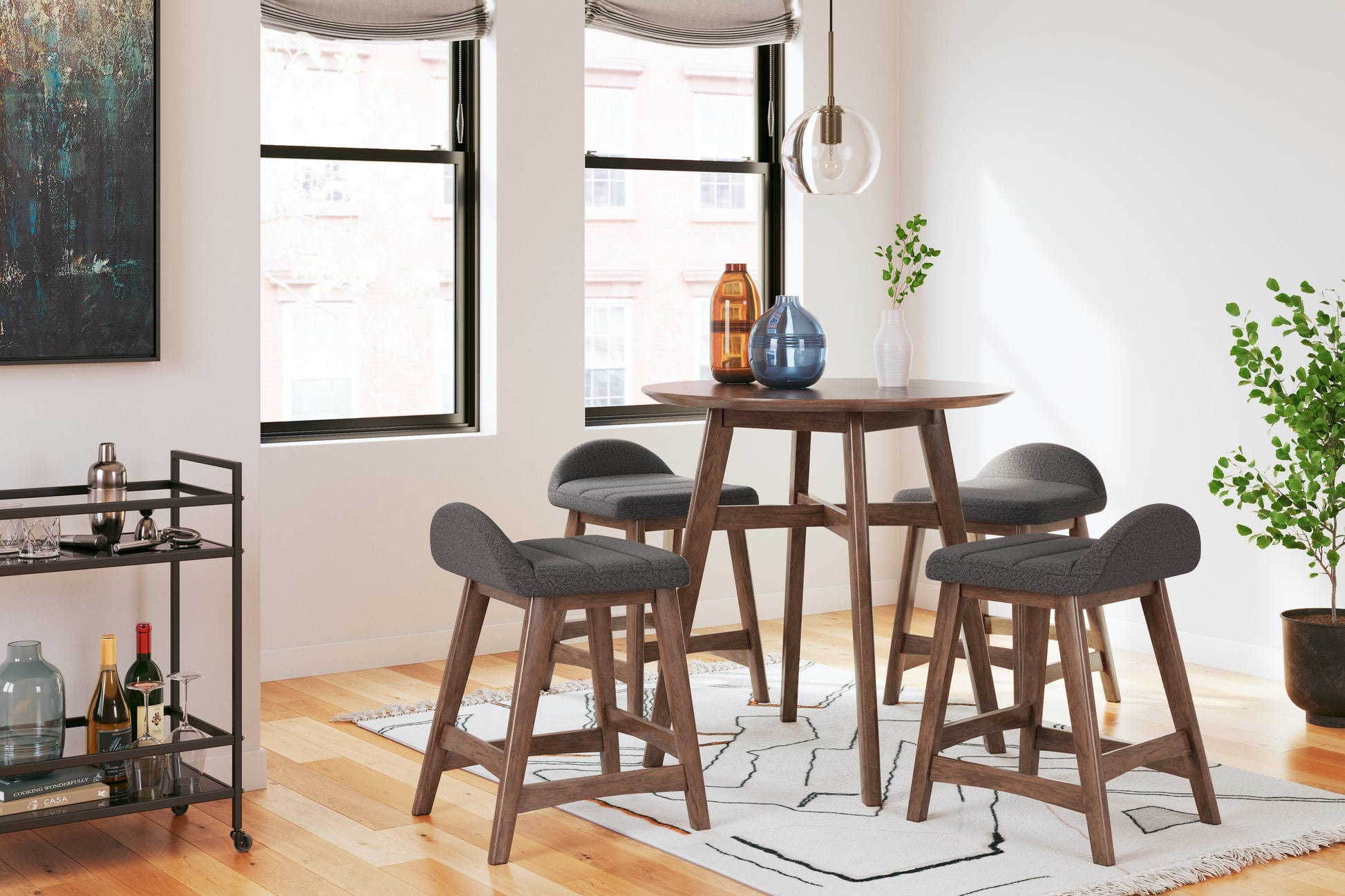 Lyncott Charcoal/Brown Counter Height Barstool, Set of 2 - D615-224 - Luna Furniture - Dallas Store
