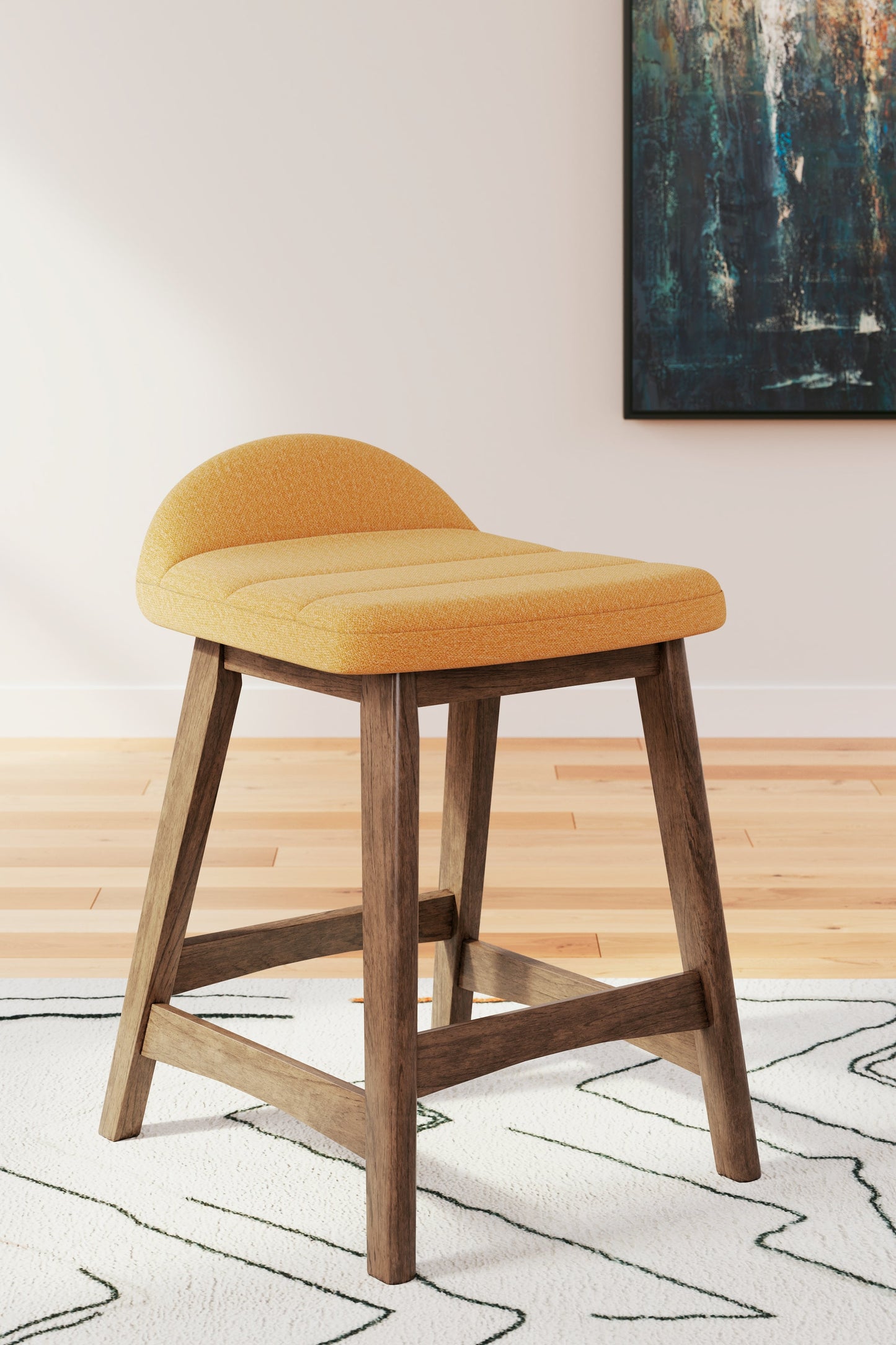 Lyncott Mustard/Brown Counter Height Barstool, Set of 2 - D615-424 - Luna Furniture - Dallas Store