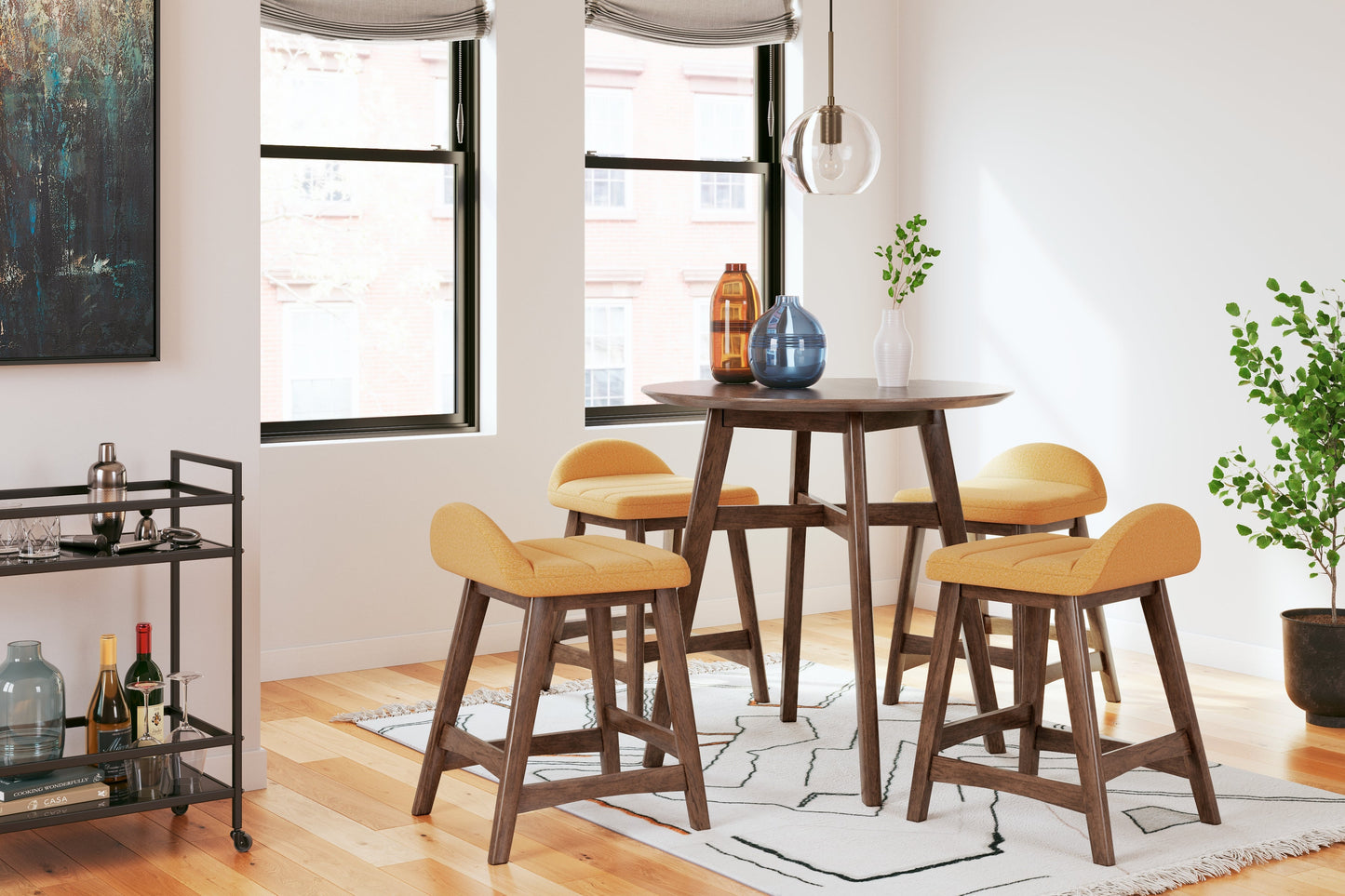 Lyncott Mustard/Brown Counter Height Barstool, Set of 2 - D615-424 - Luna Furniture - Dallas Store