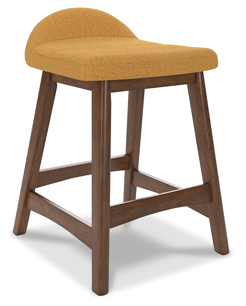 Lyncott Mustard/Brown Counter Height Barstool, Set of 2 - D615-424 - Luna Furniture - Dallas Store