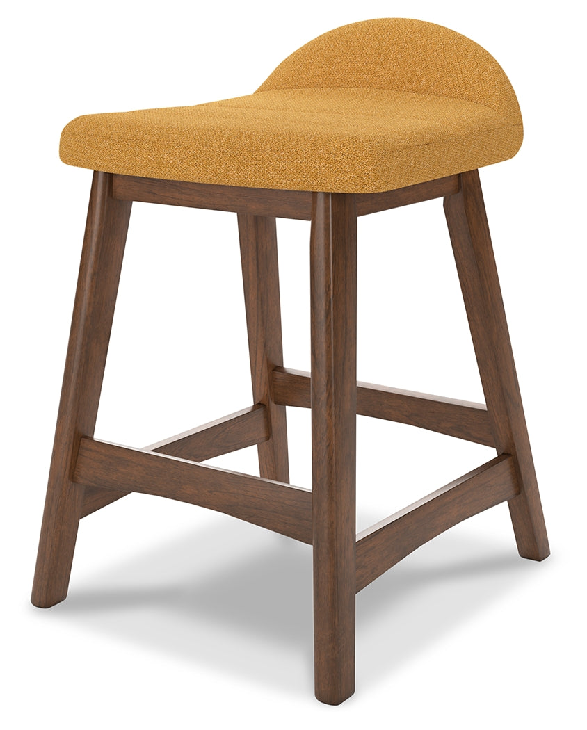 Lyncott Mustard/Brown Counter Height Barstool, Set of 2 - D615-424 - Luna Furniture - Dallas Store