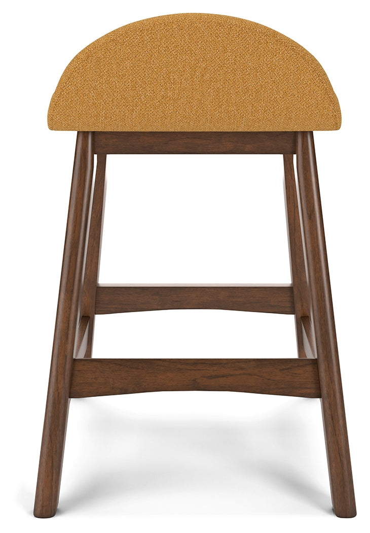 Lyncott Mustard/Brown Counter Height Barstool, Set of 2 - D615-424 - Luna Furniture - Dallas Store