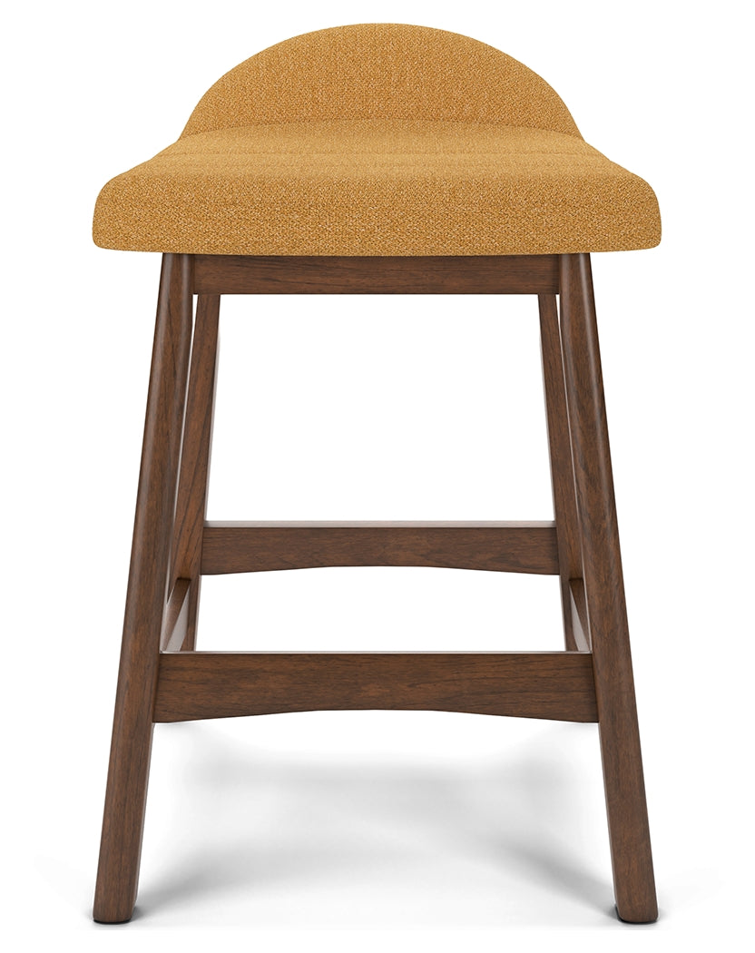 Lyncott Mustard/Brown Counter Height Barstool, Set of 2 - D615-424 - Luna Furniture - Dallas Store