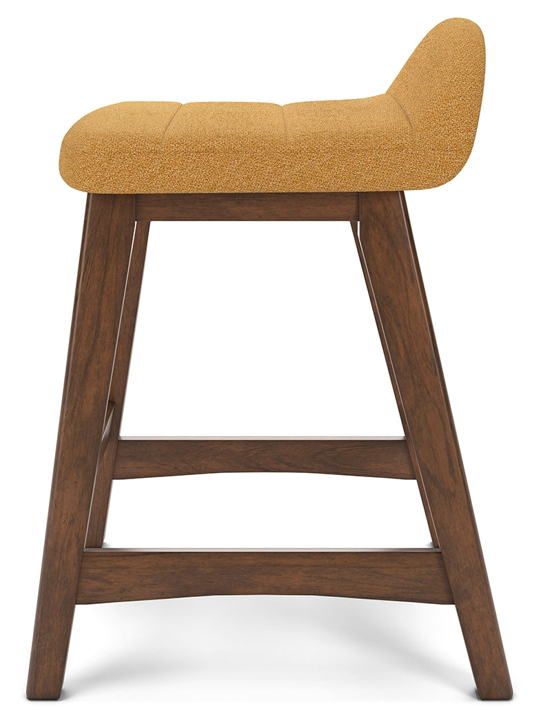 Lyncott Mustard/Brown Counter Height Barstool, Set of 2 - D615-424 - Luna Furniture - Dallas Store