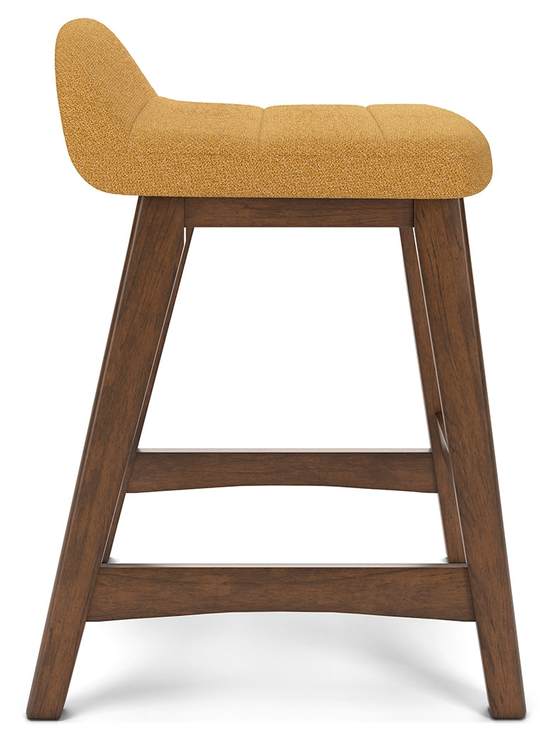 Lyncott Mustard/Brown Counter Height Barstool, Set of 2 - D615-424 - Luna Furniture - Dallas Store