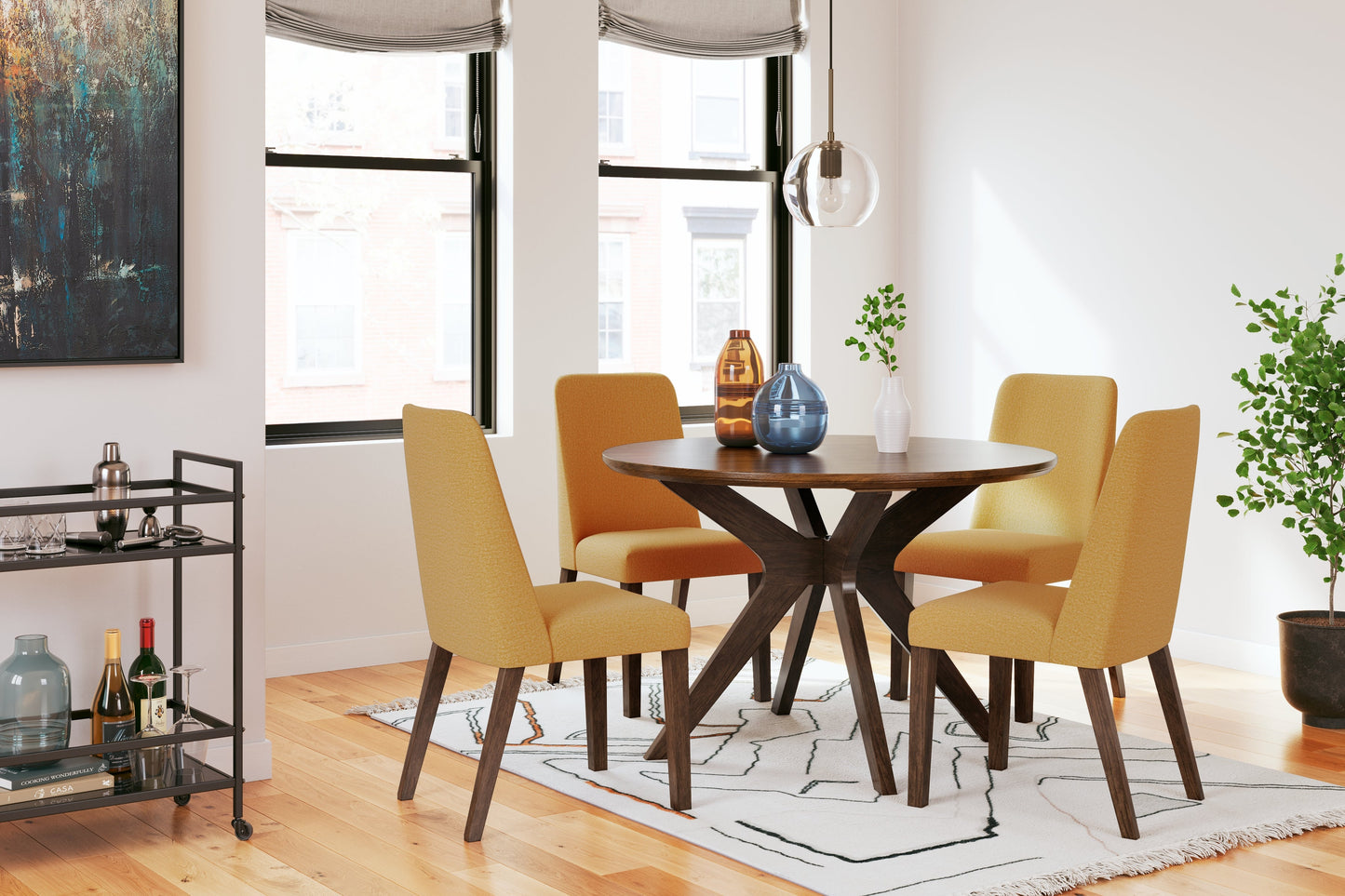 Lyncott Mustard/Brown Dining Chair, Set of 2 - D615-04 - Luna Furniture - Dallas Store