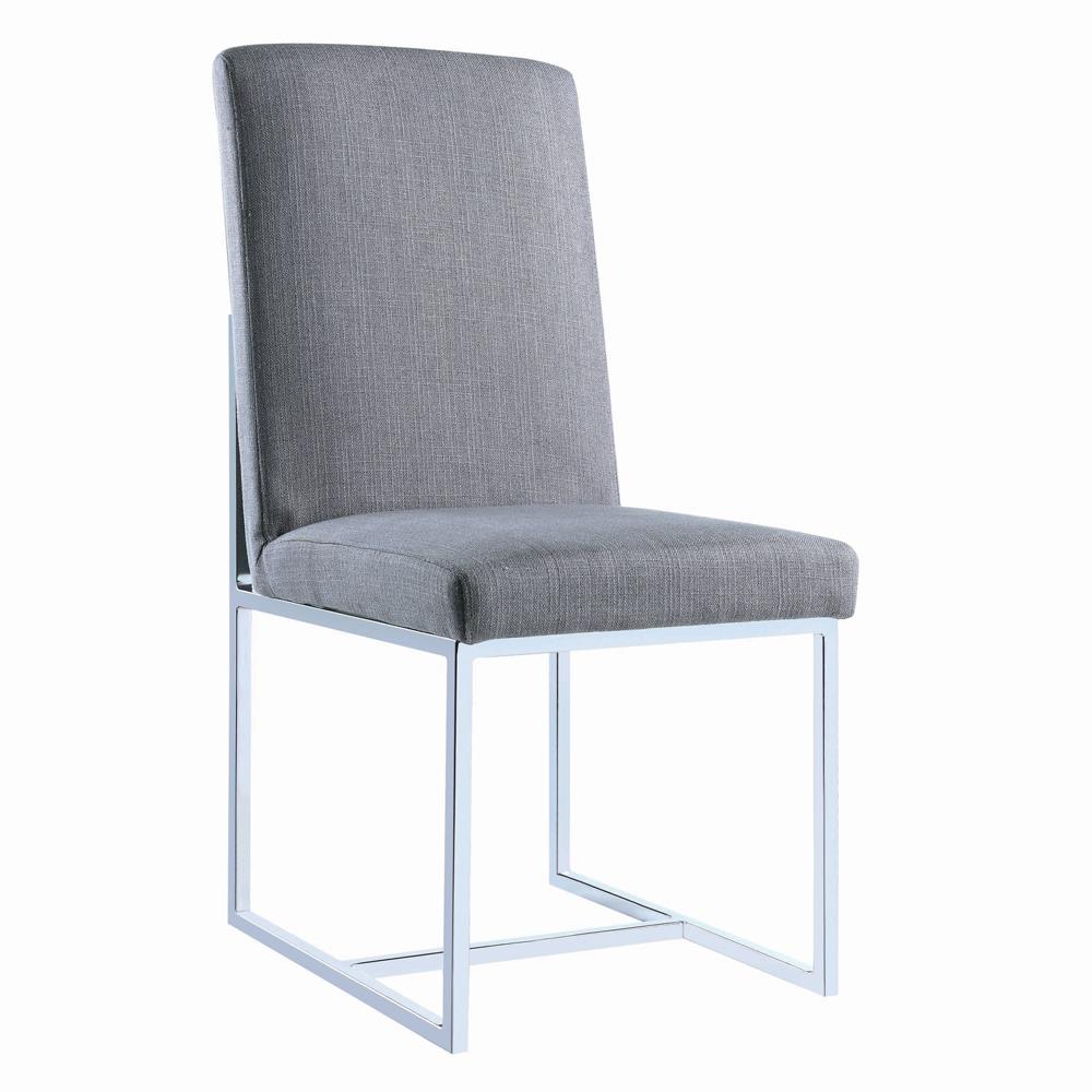 Mackinnon Gray/Chrome Upholstered Side Chairs, Set of 2 - 107143 - Luna Furniture - Dallas Store