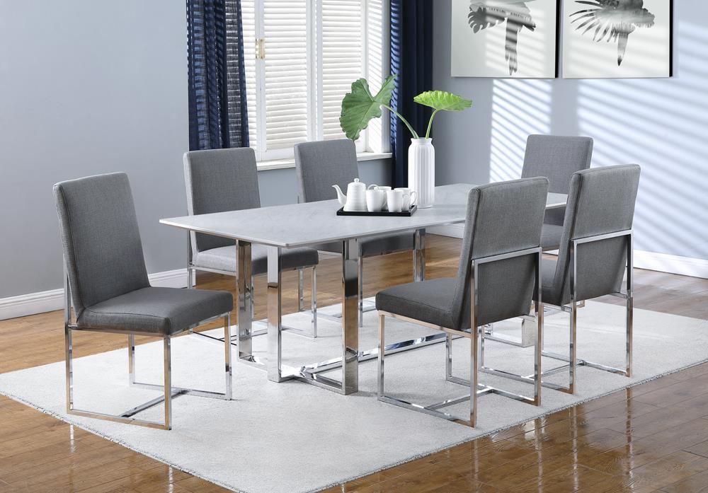 Mackinnon Gray/Chrome Upholstered Side Chairs, Set of 2 - 107143 - Luna Furniture - Dallas Store