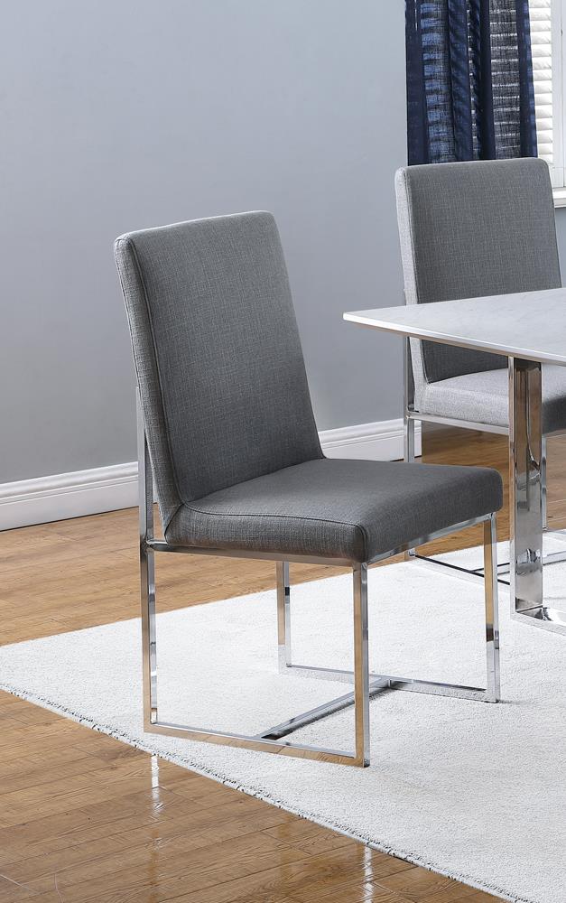 Mackinnon Gray/Chrome Upholstered Side Chairs, Set of 2 - 107143 - Luna Furniture - Dallas Store