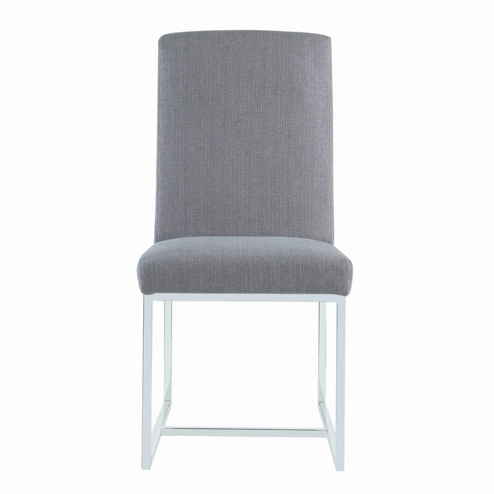 Mackinnon Gray/Chrome Upholstered Side Chairs, Set of 2 - 107143 - Luna Furniture - Dallas Store