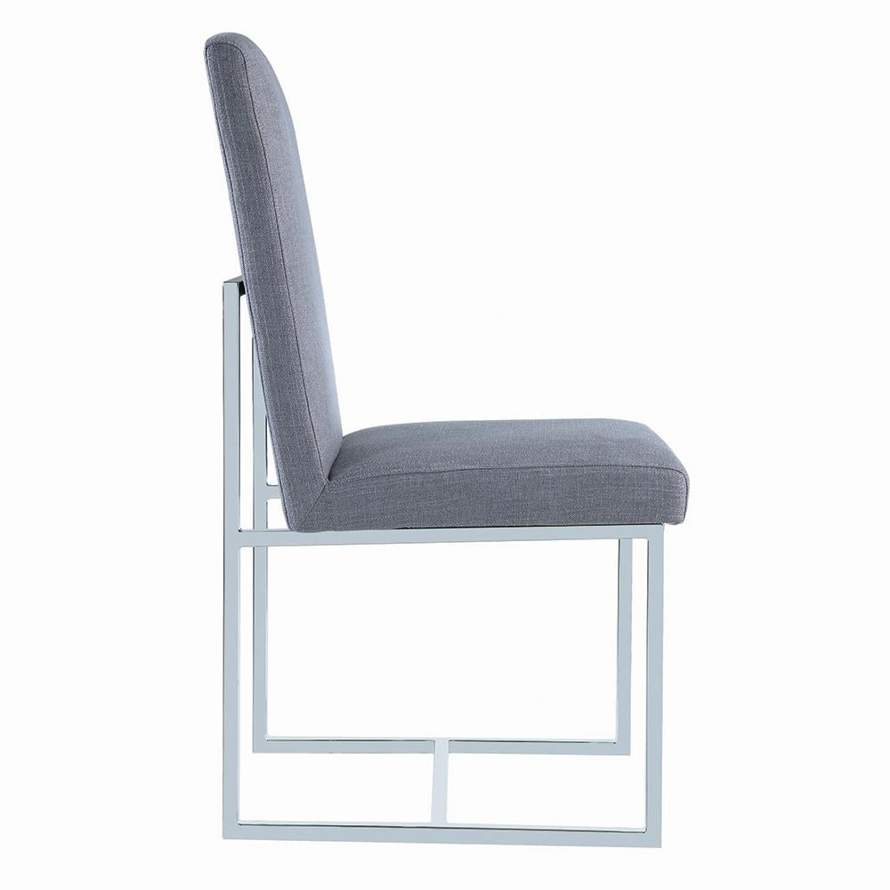 Mackinnon Gray/Chrome Upholstered Side Chairs, Set of 2 - 107143 - Luna Furniture - Dallas Store