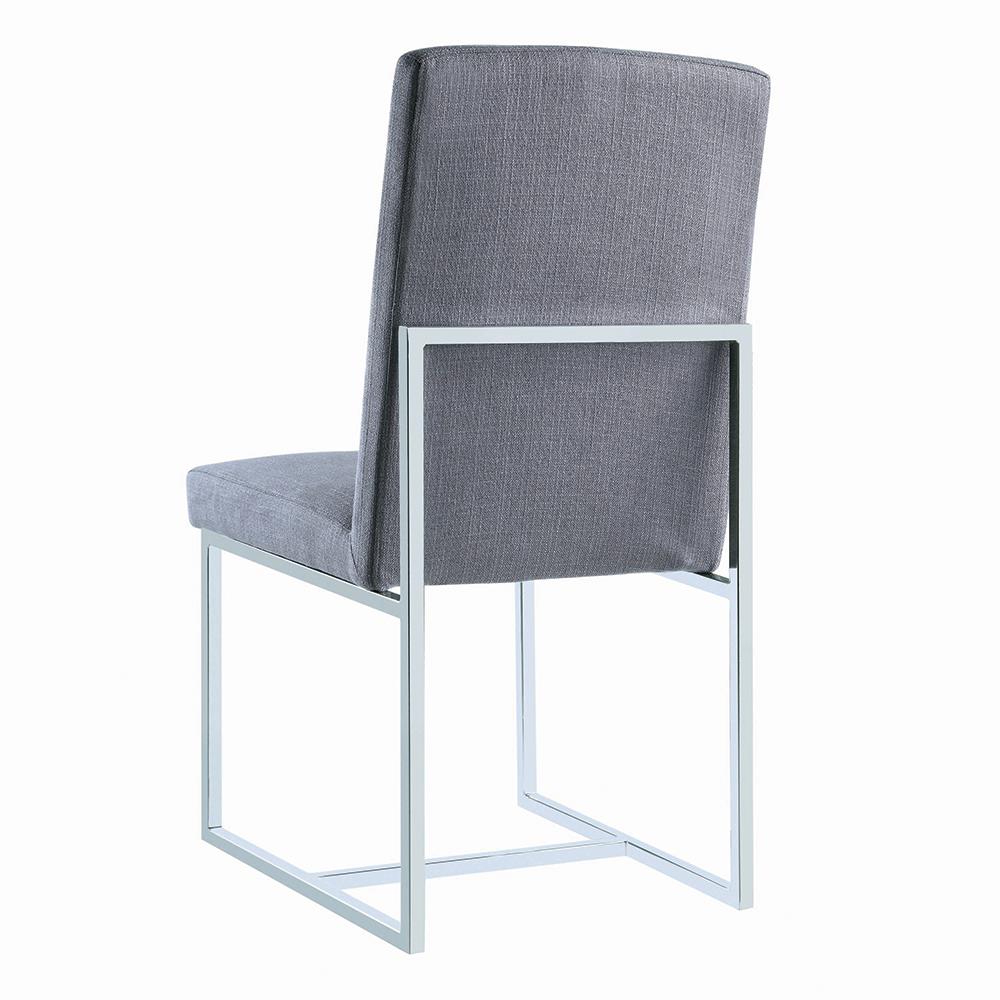 Mackinnon Gray/Chrome Upholstered Side Chairs, Set of 2 - 107143 - Luna Furniture - Dallas Store