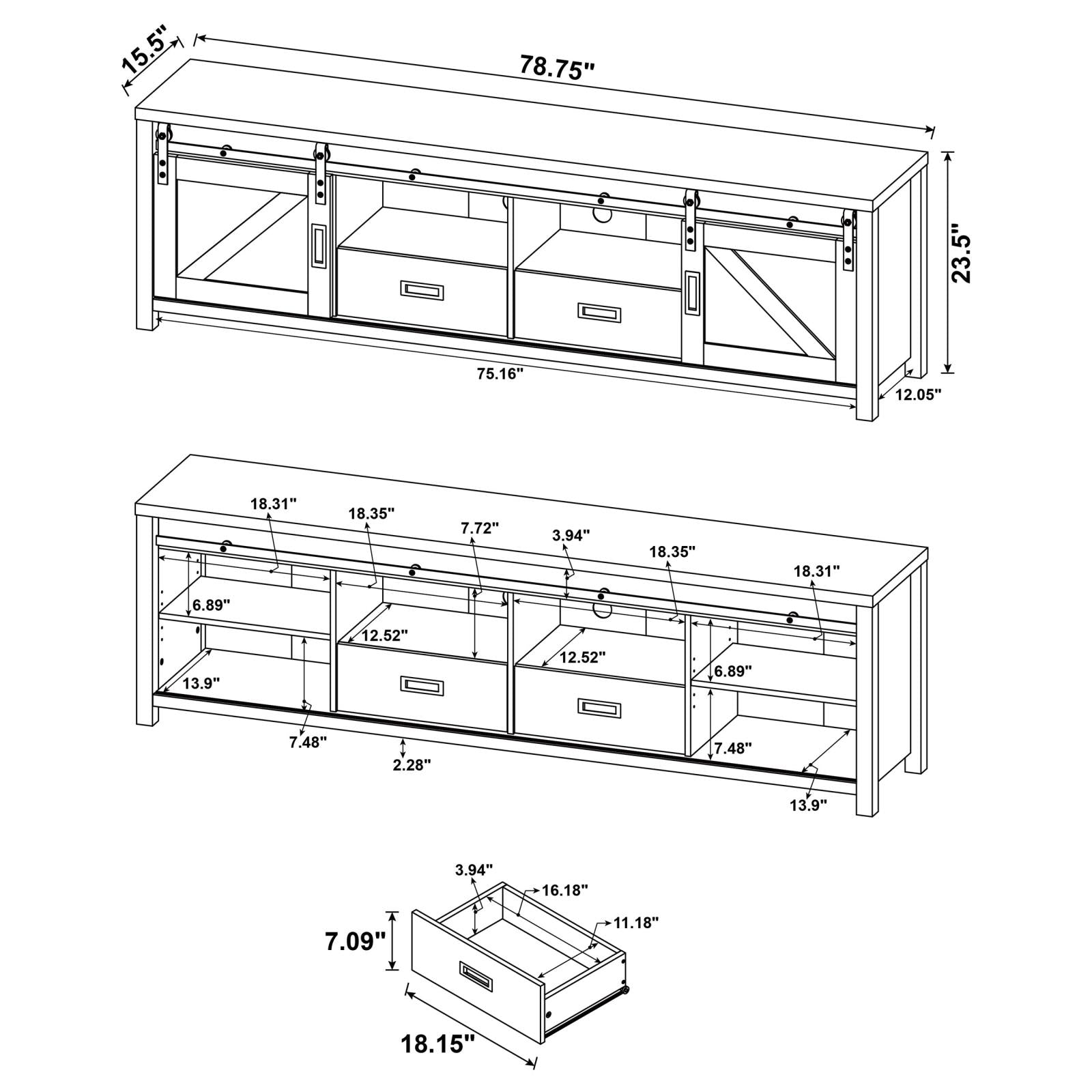 Madra Rectangular TV Console with 2 Sliding Doors - 736263 - Luna Furniture - Dallas Store