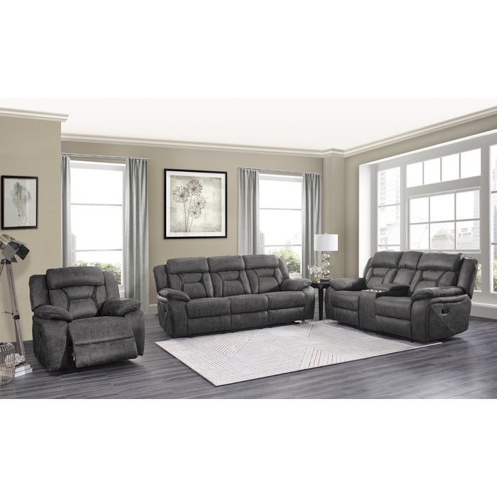 Madrona Hill Gray Double Reclining Living Room Set - SET | 9989GY-1 | 9989GY-2 | 9989GY-3 - Luna Furniture - Dallas Store