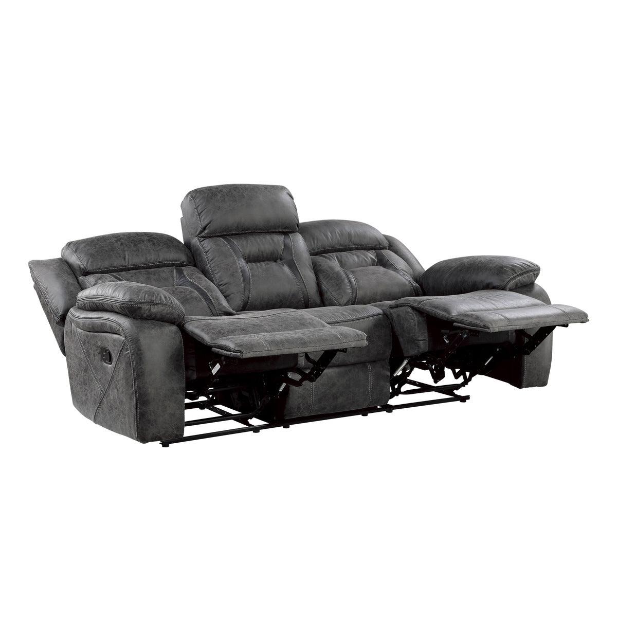 Madrona Hill Gray Double Reclining Living Room Set - SET | 9989GY-1 | 9989GY-2 | 9989GY-3 - Luna Furniture - Dallas Store