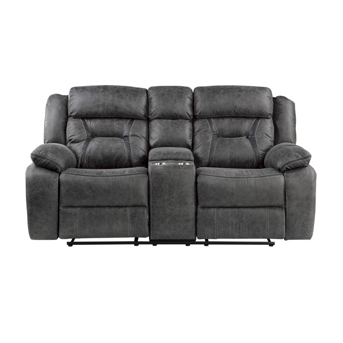 Madrona Hill Gray Double Reclining Living Room Set - SET | 9989GY-1 | 9989GY-2 | 9989GY-3 - Luna Furniture - Dallas Store