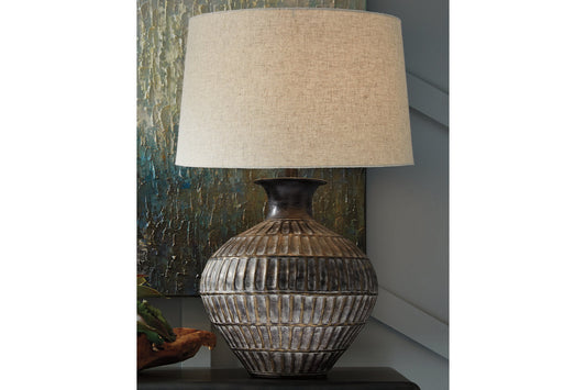 Magan Antique Bronze Finish Table Lamp - L207354 - Luna Furniture - Dallas Store