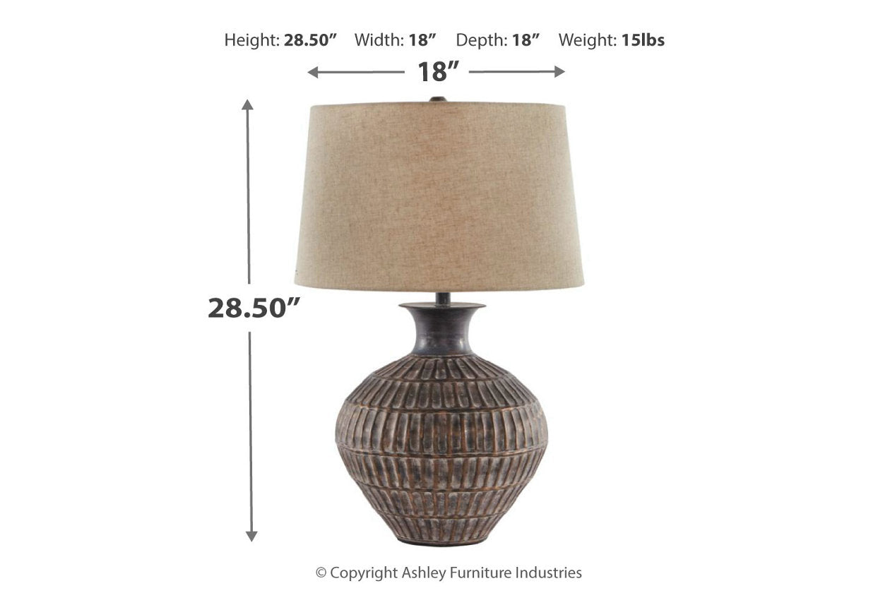 Magan Antique Bronze Finish Table Lamp - L207354 - Luna Furniture - Dallas Store