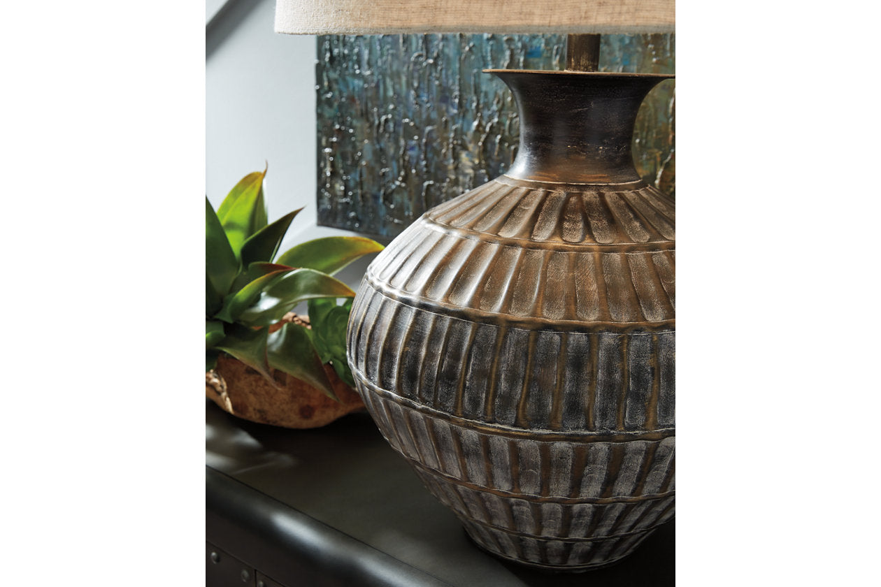 Magan Antique Bronze Finish Table Lamp - L207354 - Luna Furniture - Dallas Store