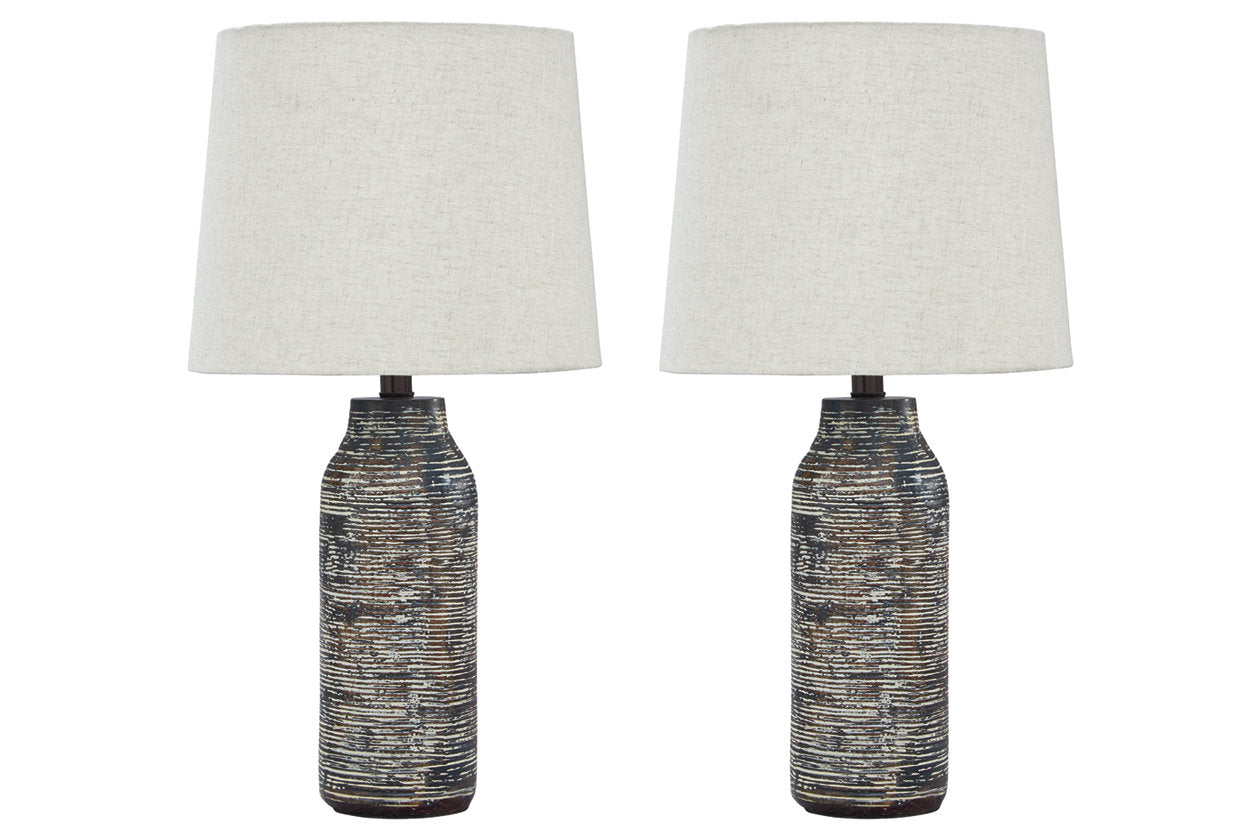 Mahima Black/White Table Lamp, Set of 2 - L235584 - Luna Furniture - Dallas Store