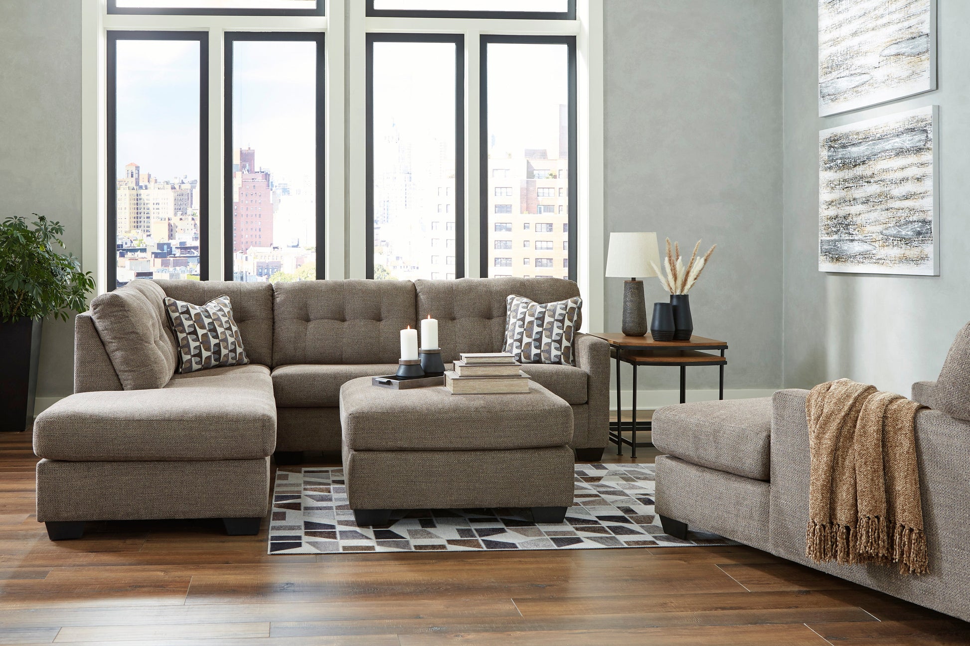 Mahoney Chocolate LAF Sectional - SET | 3100516 | 3100567 - Luna Furniture - Dallas Store