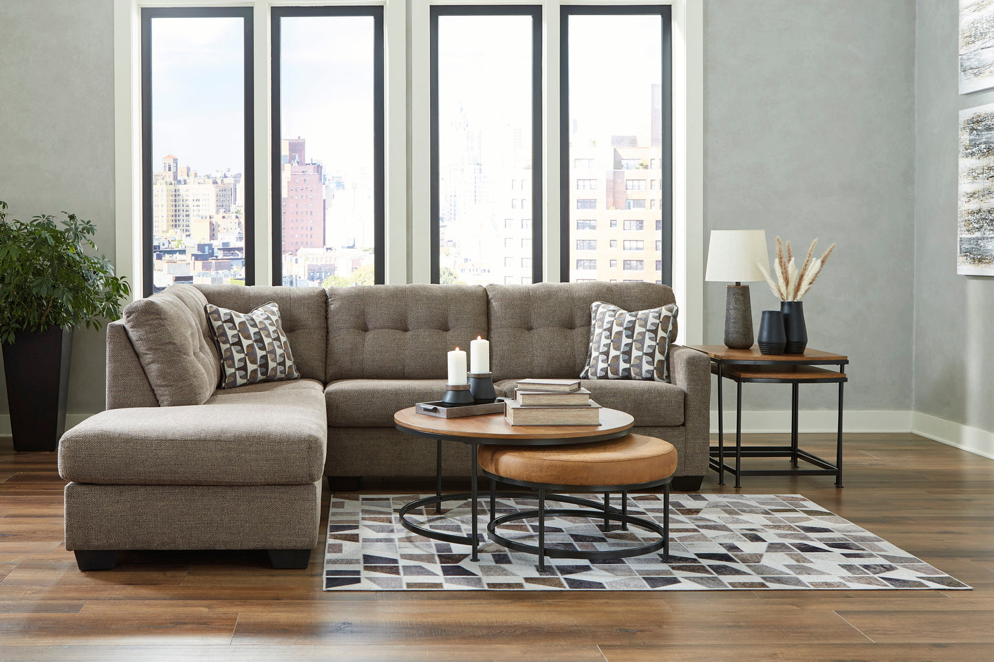 Mahoney Chocolate LAF Sectional - SET | 3100516 | 3100567 - Luna Furniture - Dallas Store