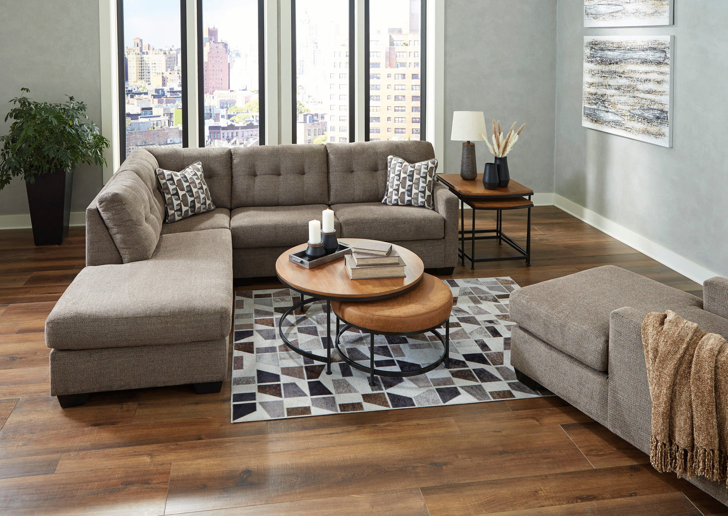 Mahoney Chocolate LAF Sectional - SET | 3100516 | 3100567 - Luna Furniture - Dallas Store