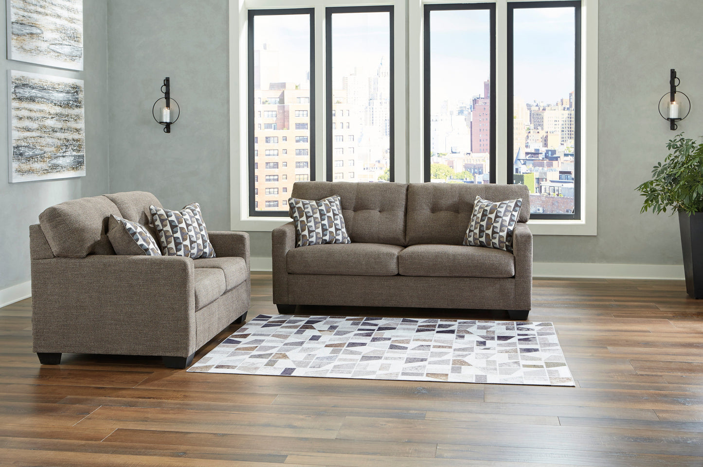 Mahoney Chocolate Living Room Set - SET | 3100538 | 3100535 - Luna Furniture - Dallas Store