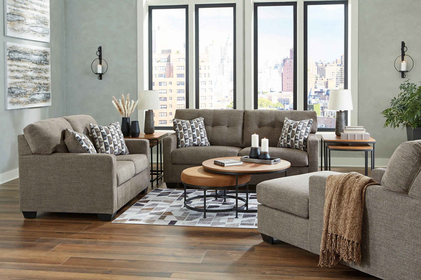 Mahoney Chocolate Living Room Set - SET | 3100538 | 3100535 - Luna Furniture - Dallas Store