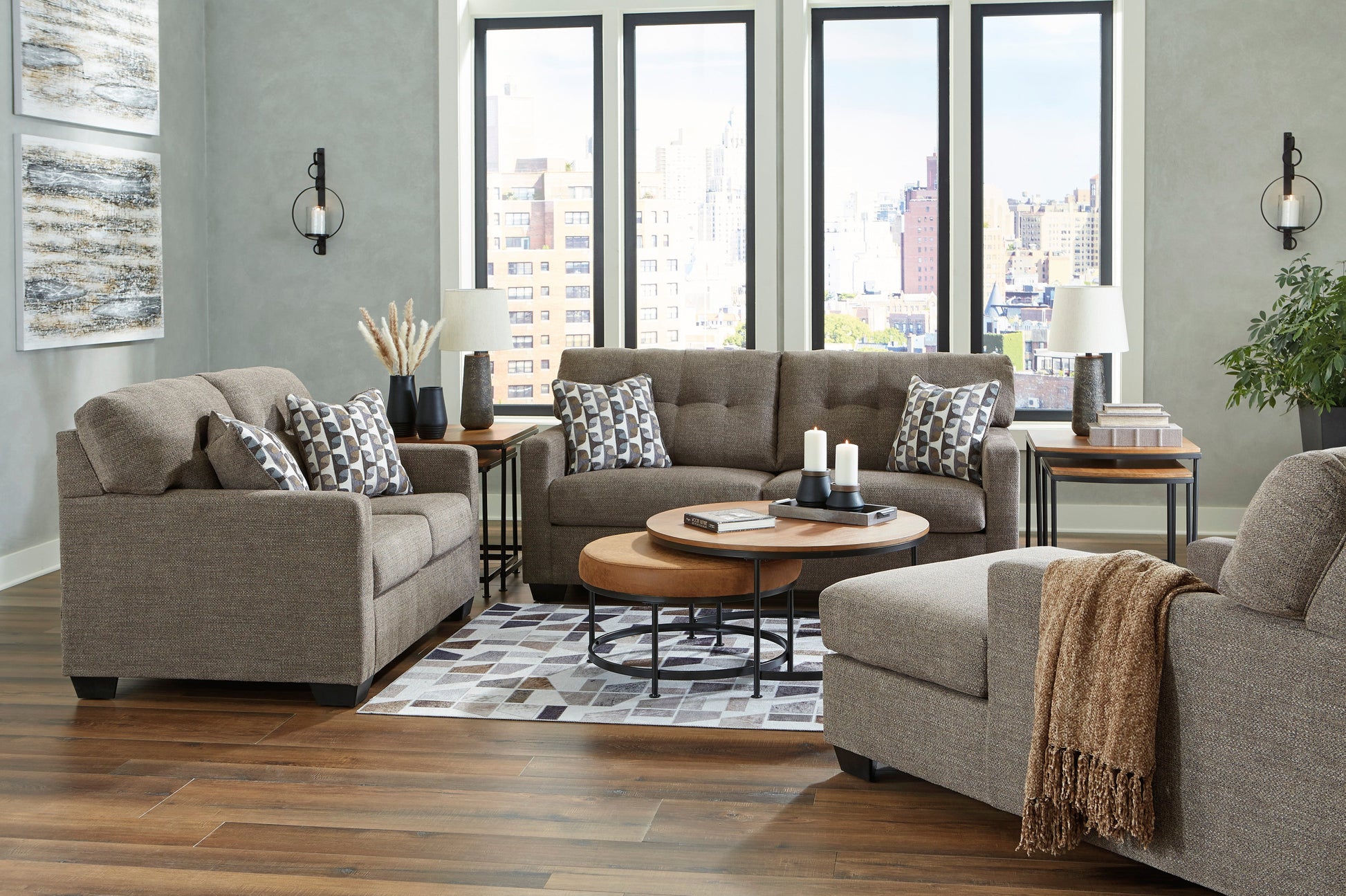 Mahoney Chocolate Living Room Set - SET | 3100538 | 3100535 - Luna Furniture - Dallas Store