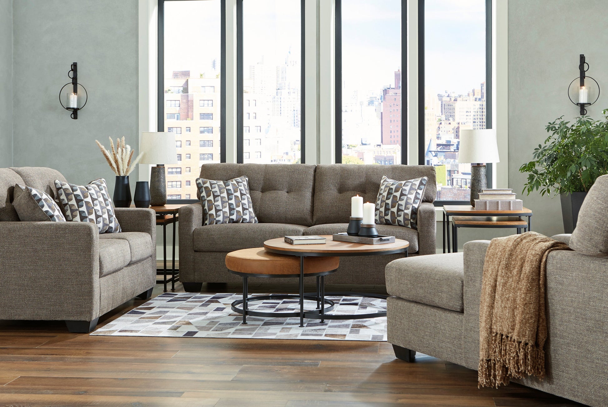 Mahoney Chocolate Living Room Set - SET | 3100538 | 3100535 - Luna Furniture - Dallas Store