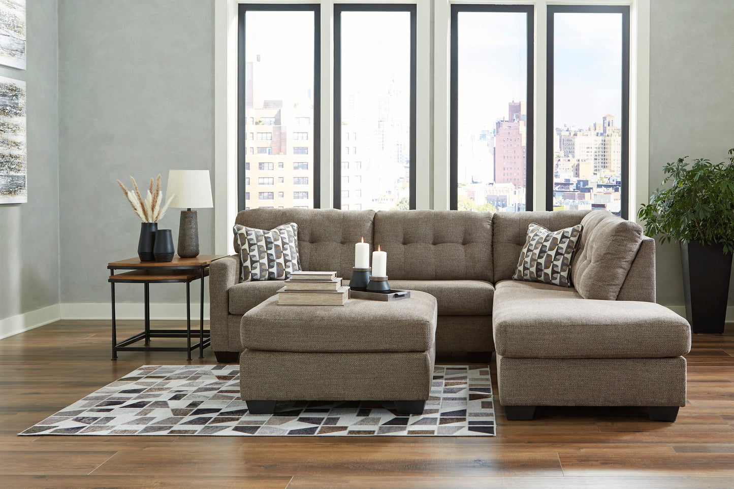 Mahoney Chocolate RAF Sectional - SET | 3100517 | 3100566 - Luna Furniture - Dallas Store