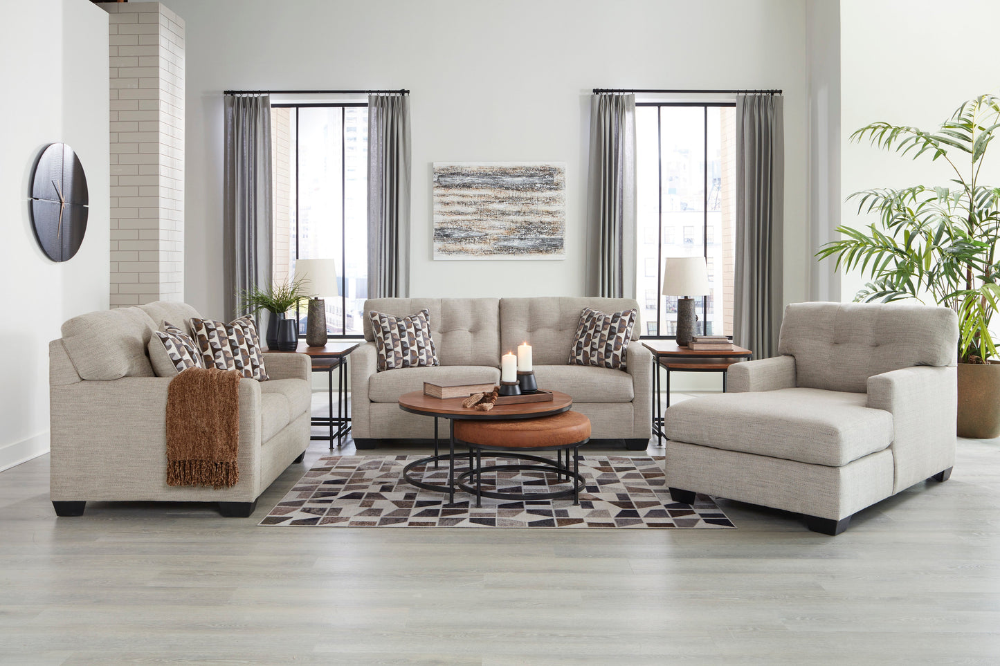 Mahoney Pebble Living Room Set - SET | 3100438 | 3100435 - Luna Furniture - Dallas Store