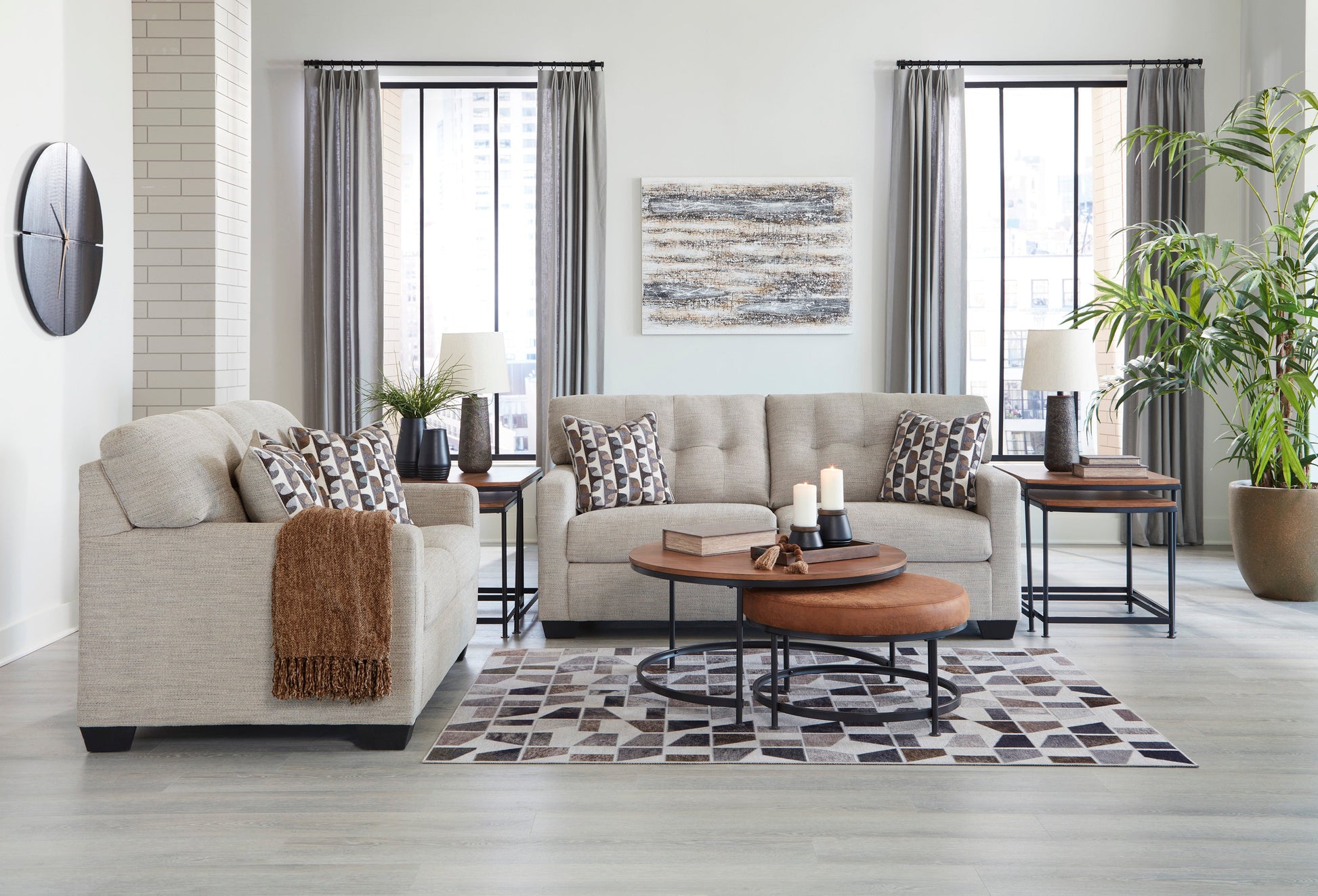 Mahoney Pebble Living Room Set - SET | 3100438 | 3100435 - Luna Furniture - Dallas Store