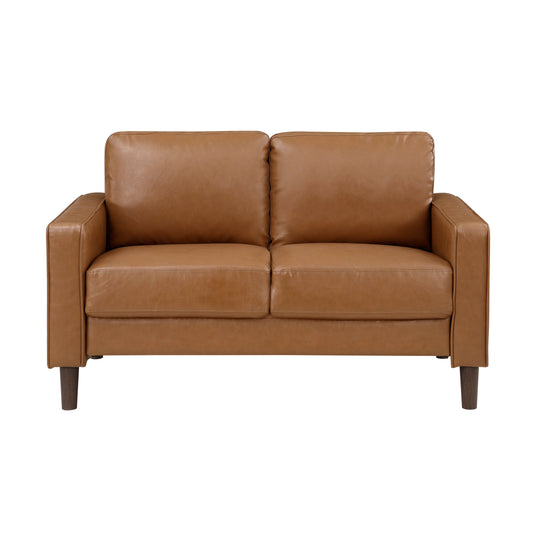 Malcolm Brown Faux Leather Loveseat - 9203BRW-2 - Luna Furniture - Dallas Store