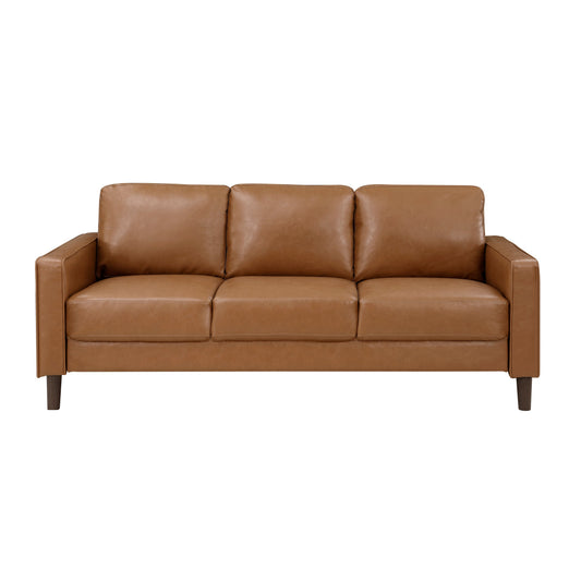 Malcolm Brown Faux Leather Sofa - 9203BRW-3 - Luna Furniture - Dallas Store