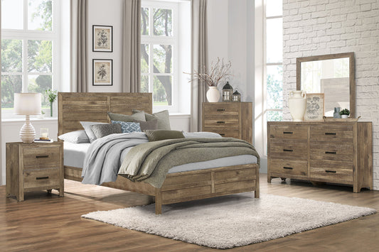 Mandan Weathered Pine Panel Bedroom Set - SET | 1910-3 | 1910-5 | 1910-6 | 1910-4 | 1910-9 | 1910K-1 | 1910K-2 - Luna Furniture - Dallas Store