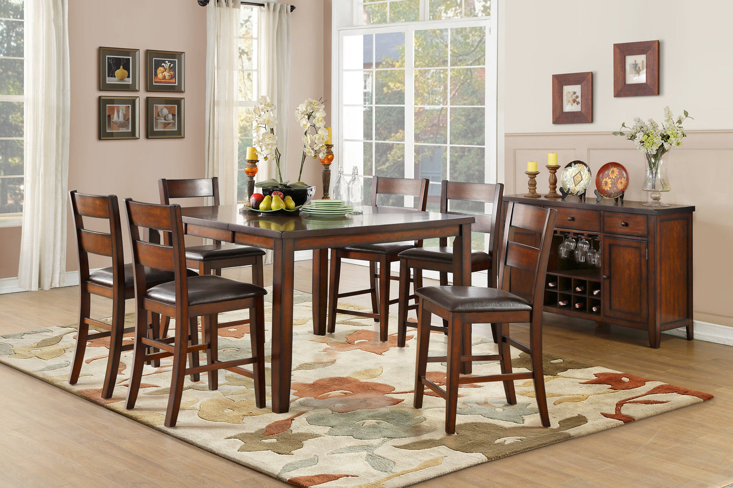 Mantello Cherry Extendable Counter Height Set - SET | 5547-36 | 5547-24(2) | 5547-24BH - Luna Furniture - Dallas Store
