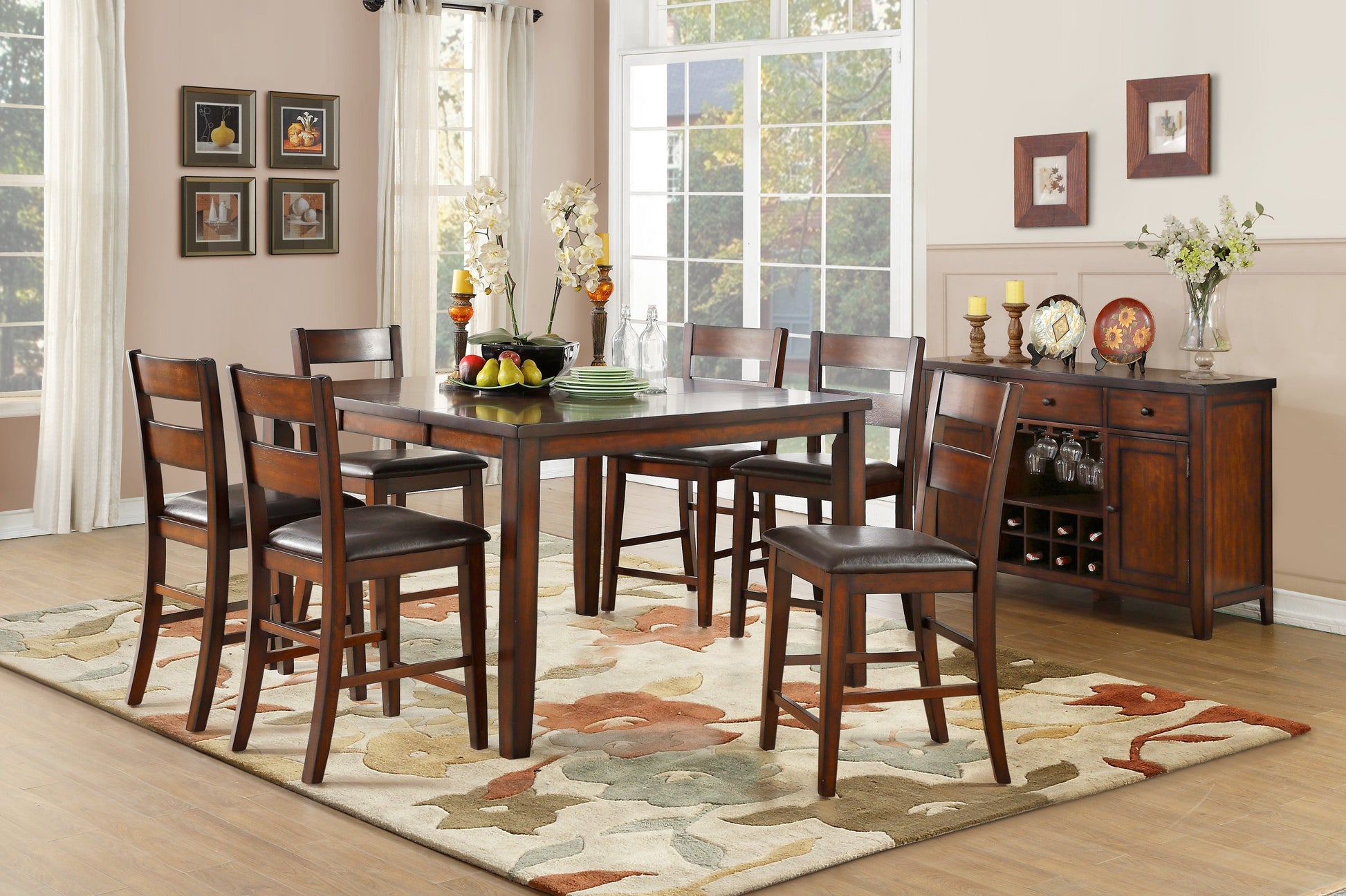 Mantello Cherry Extendable Counter Height Set - SET | 5547-36 | 5547-24(2) | 5547-24BH - Luna Furniture - Dallas Store