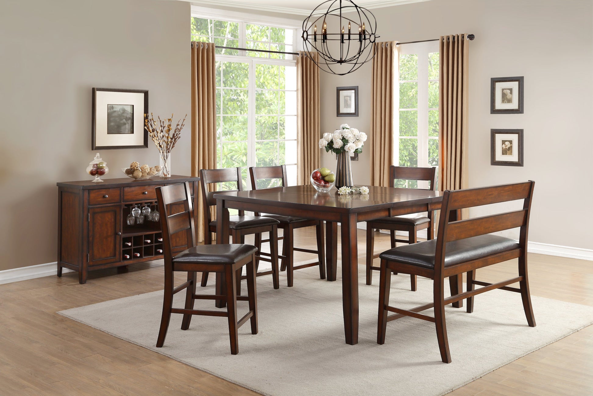 Mantello Cherry Extendable Counter Height Set - SET | 5547-36 | 5547-24(2) | 5547-24BH - Luna Furniture - Dallas Store