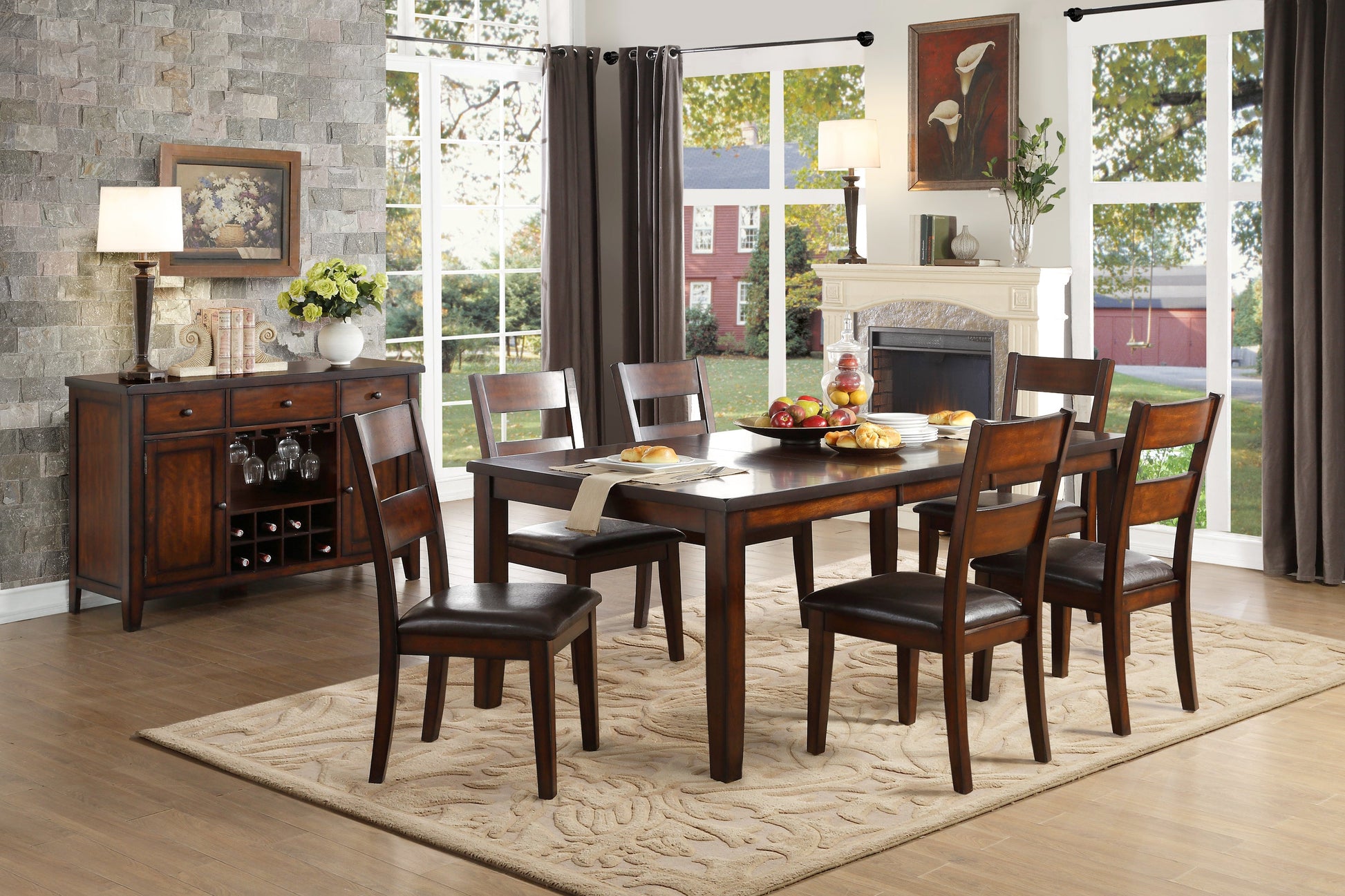 Mantello Cherry Extendable Dining Set - SET | 5547-78 | 5547S(4) - Luna Furniture - Dallas Store